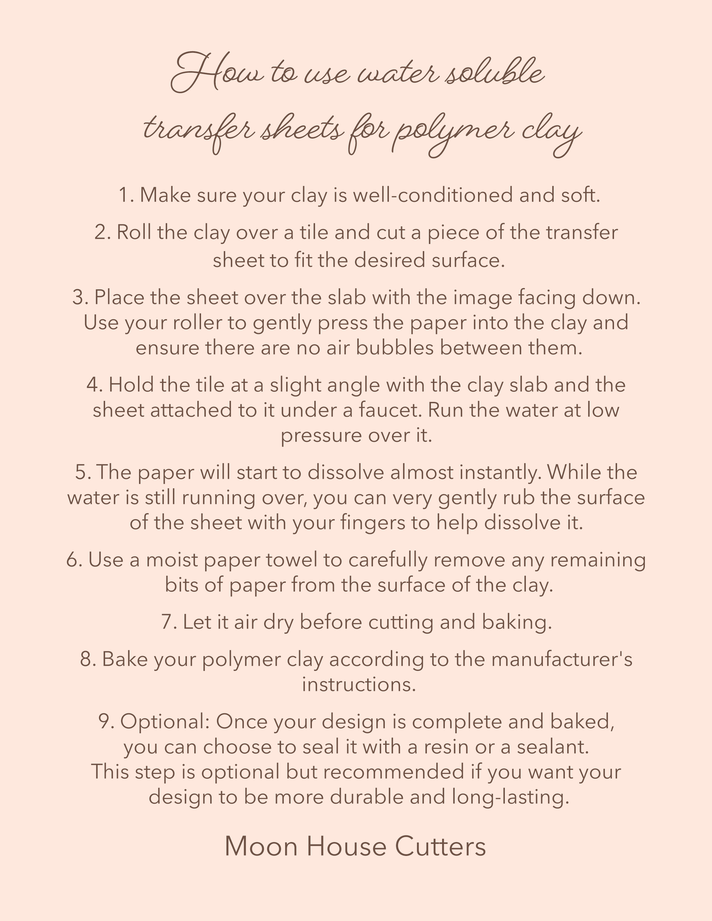 Transfer Sheet for Polymer Clay, Water-Soluble Paper, Peaches