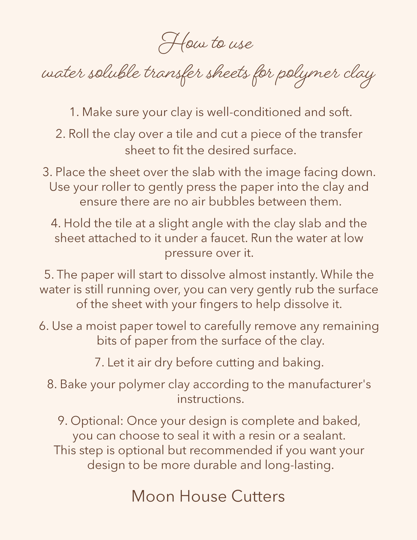 Transfer Sheet for Polymer Clay, Peach Pink Checkerboard Pattern