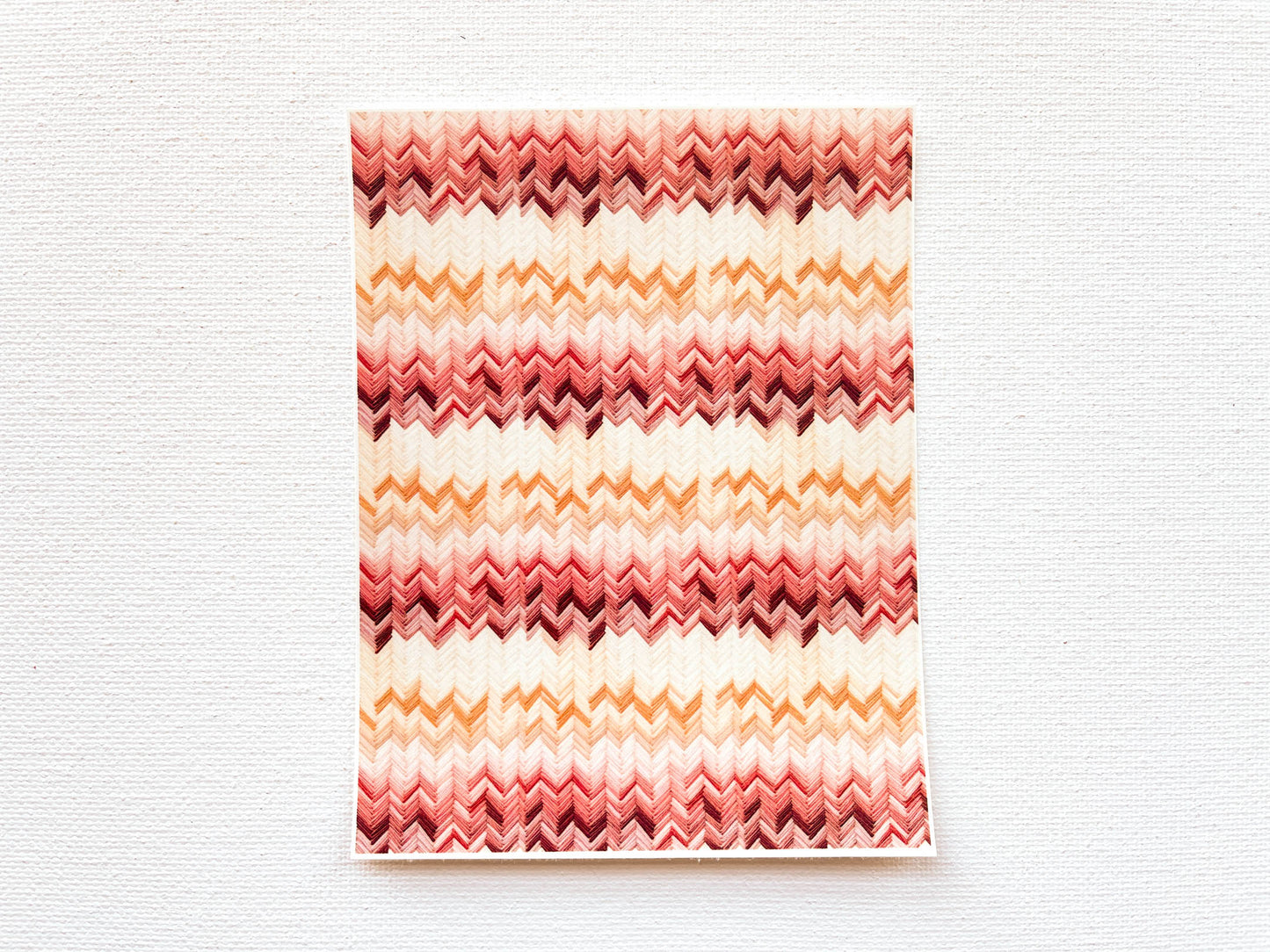 Transfer Sheet for Polymer Clay, Mauve Pink Orange Embroidery Pattern