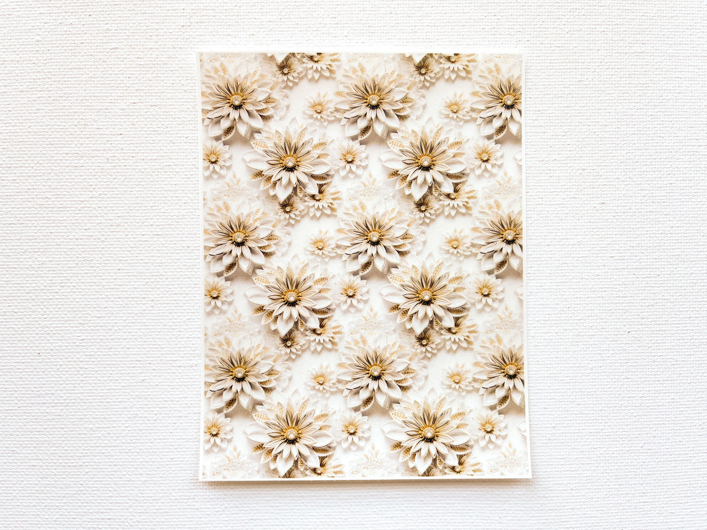 Transfer Sheet for Polymer Clay, 3D White Gold Flowers