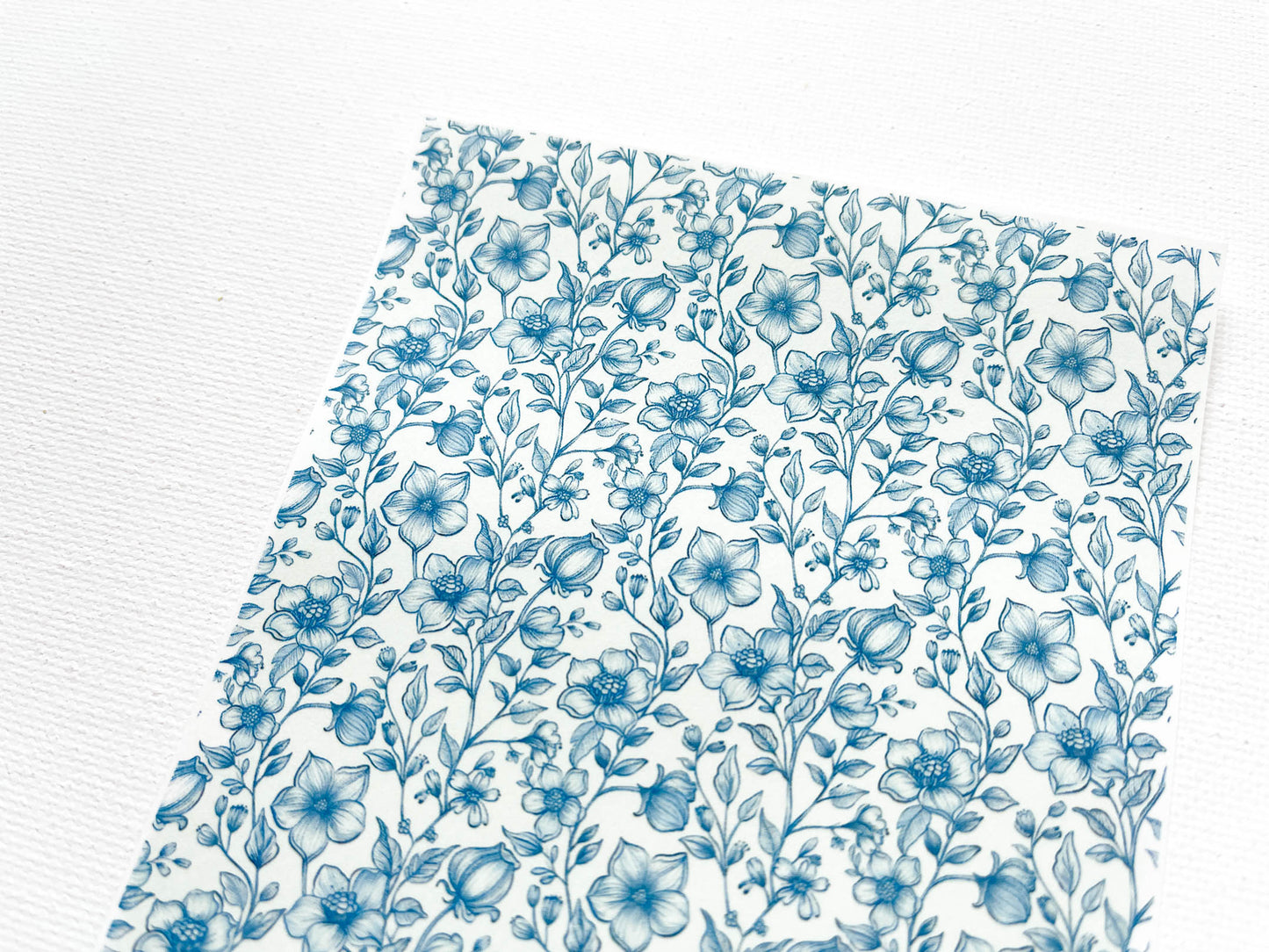 Transfer Sheet for Polymer Clay, Blue Decorative Flowers