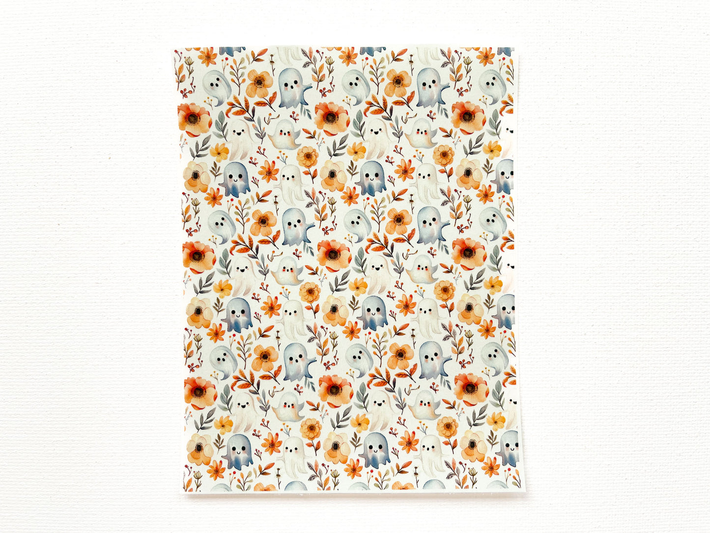 Transfer Sheet for Polymer Clay, Cute Ghosts and Flowers