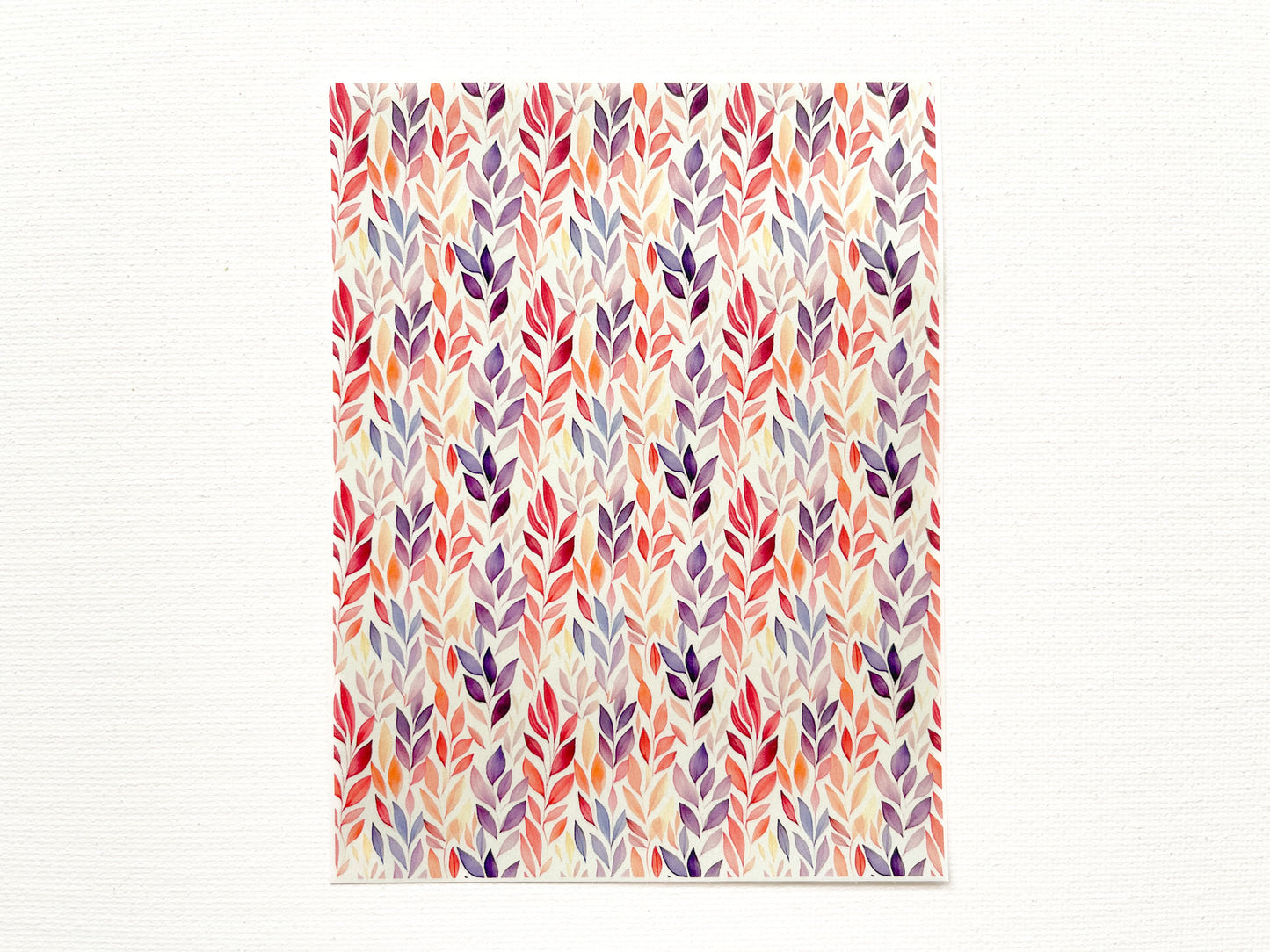 Transfer Sheet for Polymer Clay, Orange Purple Abstract Leaf Pattern