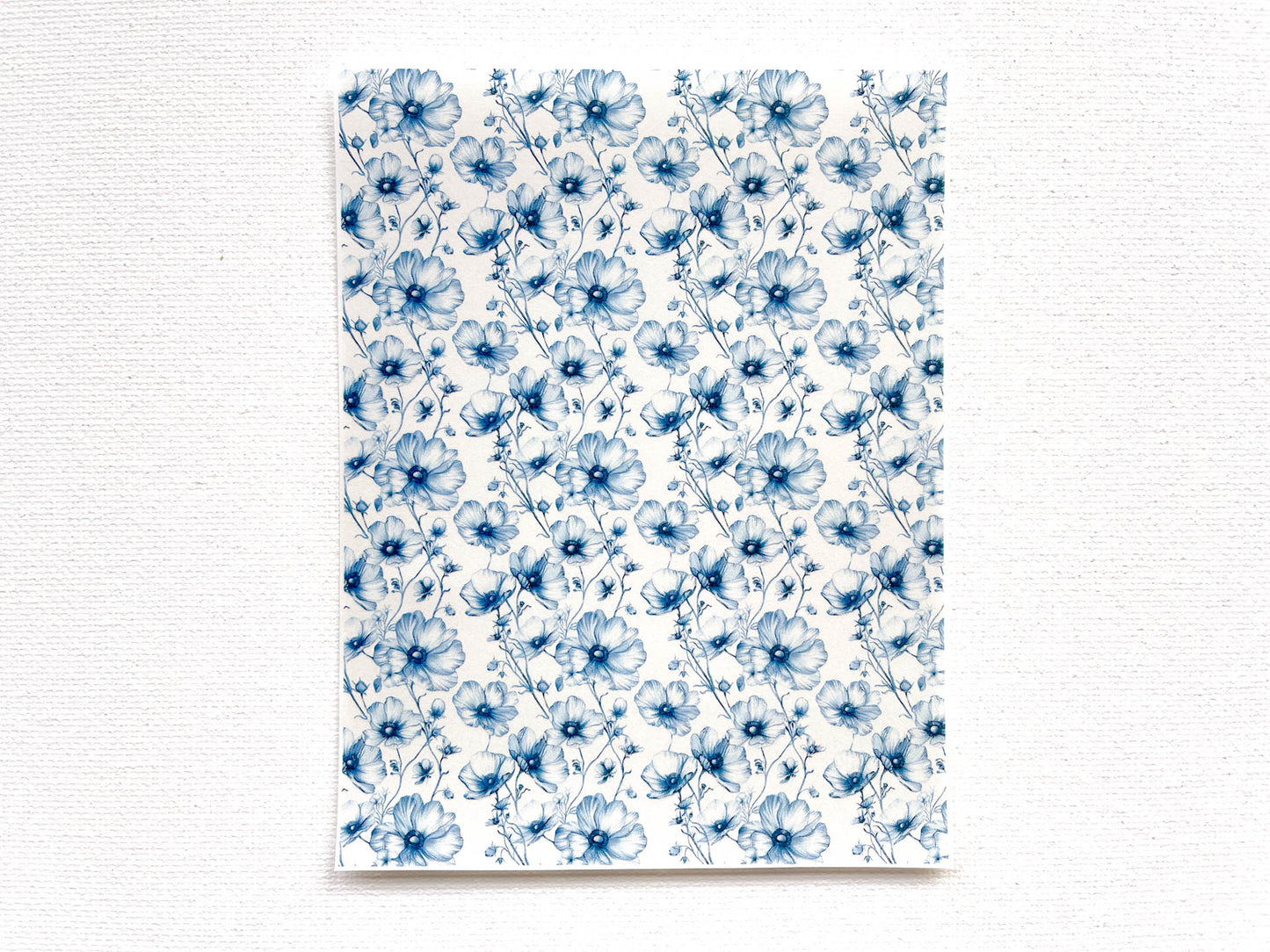 Transfer Sheet for Polymer Clay, Blue Floral Pattern