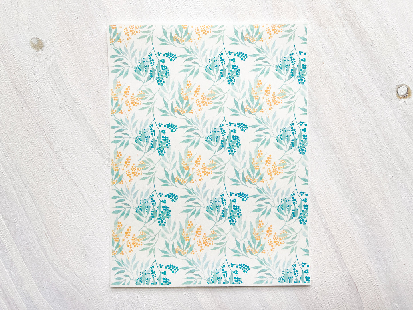Transfer Sheet for Polymer Clay, Water-Soluble Paper, Aqua Blue Leaves