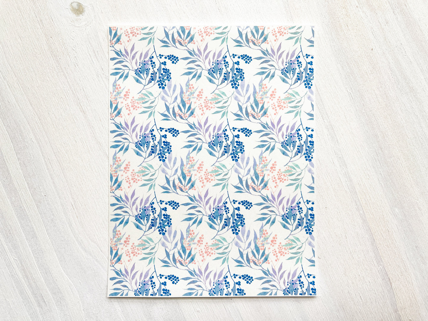 Transfer Sheet for Polymer Clay, Water-Soluble Paper, Aqua Blue Leaves