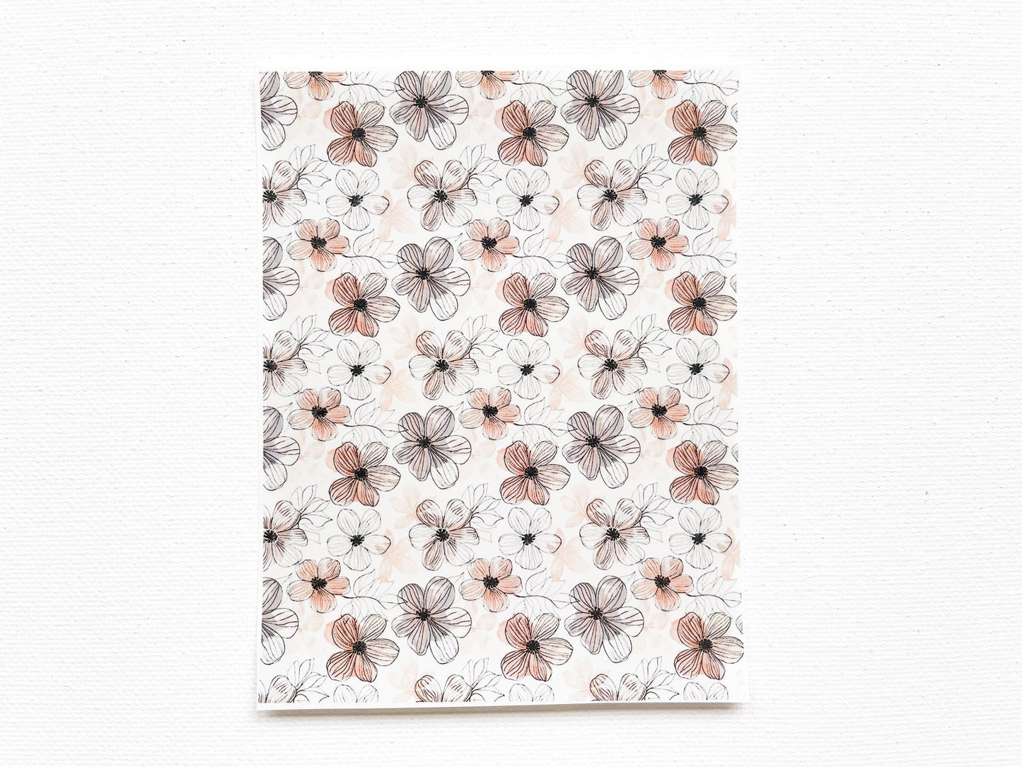 Transfer Sheet for Polymer Clay, Brown Grey Abstract Florals