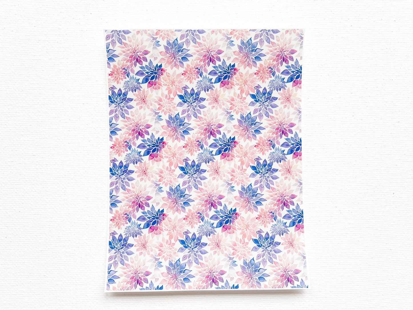 Transfer Sheet for Polymer Clay, Purple Pink Watercolor Floral Pattern