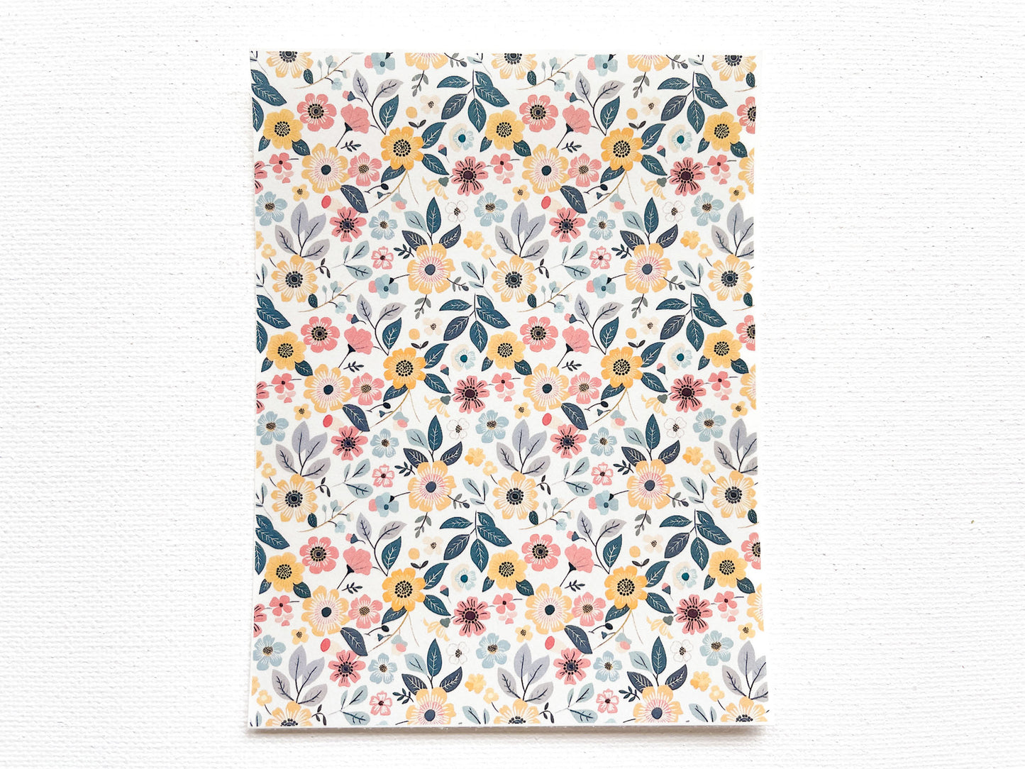 Transfer Sheet for Polymer Clay, Muted Yellow Pink Boho Flowers