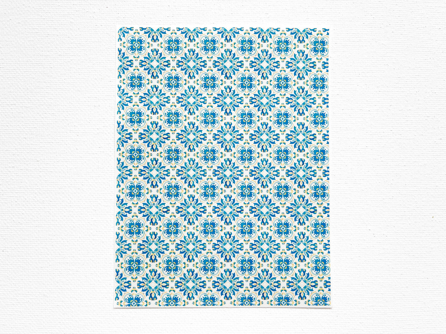 Transfer Sheet for Polymer Clay, Blue Yellow Decorative Tile Pattern