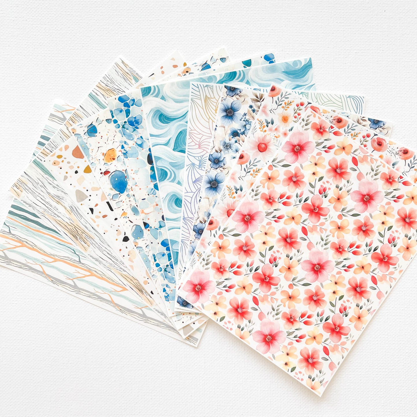 Transfer Sheet for Polymer Clay, Water-Soluble Paper, Orange Pink Flowers