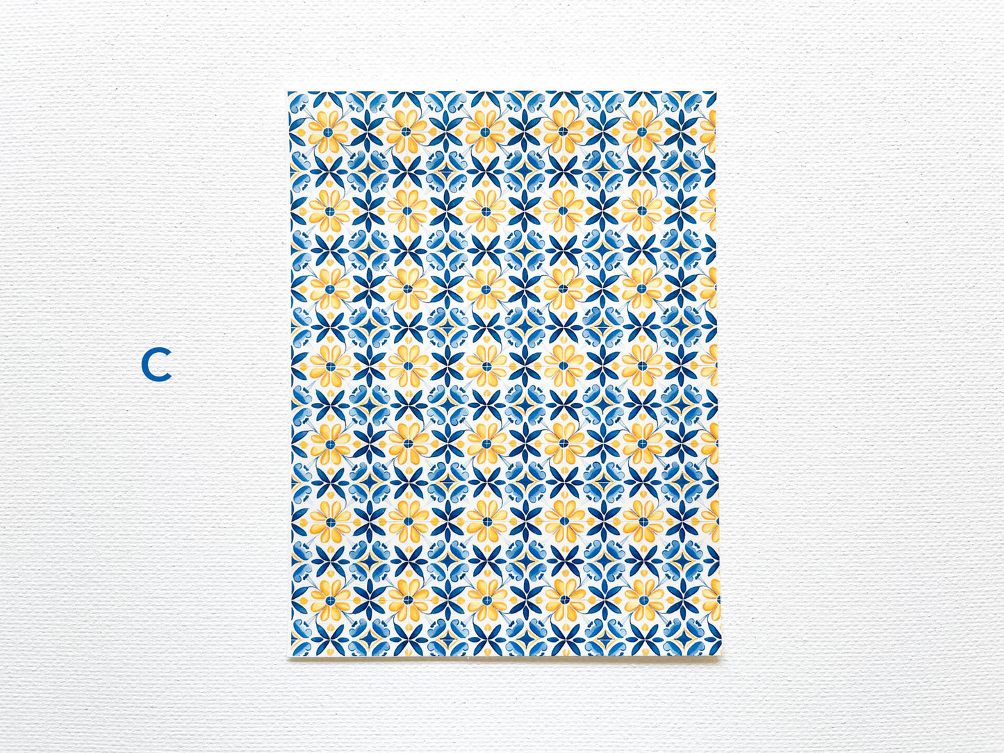 Transfer Sheet for Polymer Clay, Water-Soluble Paper, Blue Yellow Tile Pattern