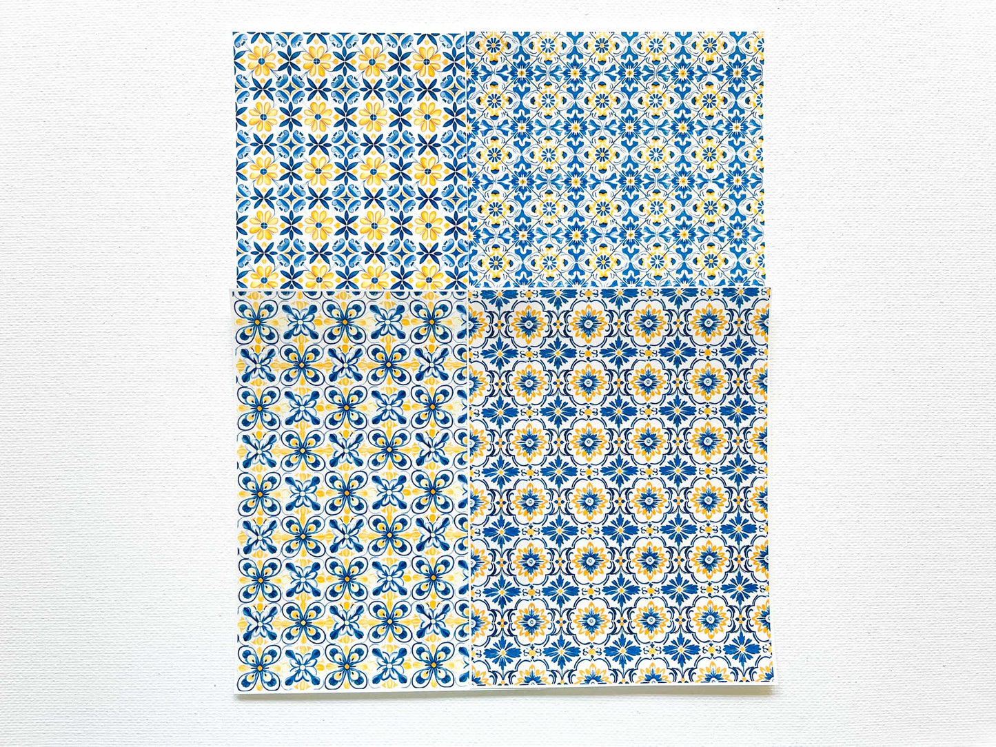 Transfer Sheet for Polymer Clay, Water-Soluble Paper, Blue Yellow Tile Pattern