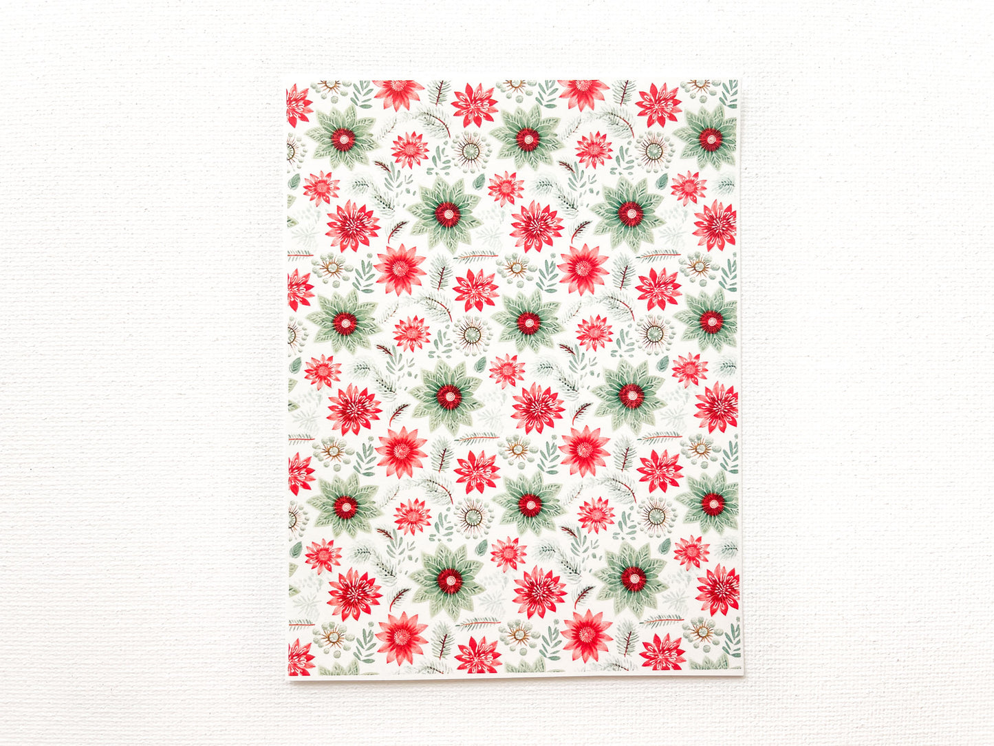 Transfer Sheet for Polymer Clay, Green Red Flowers