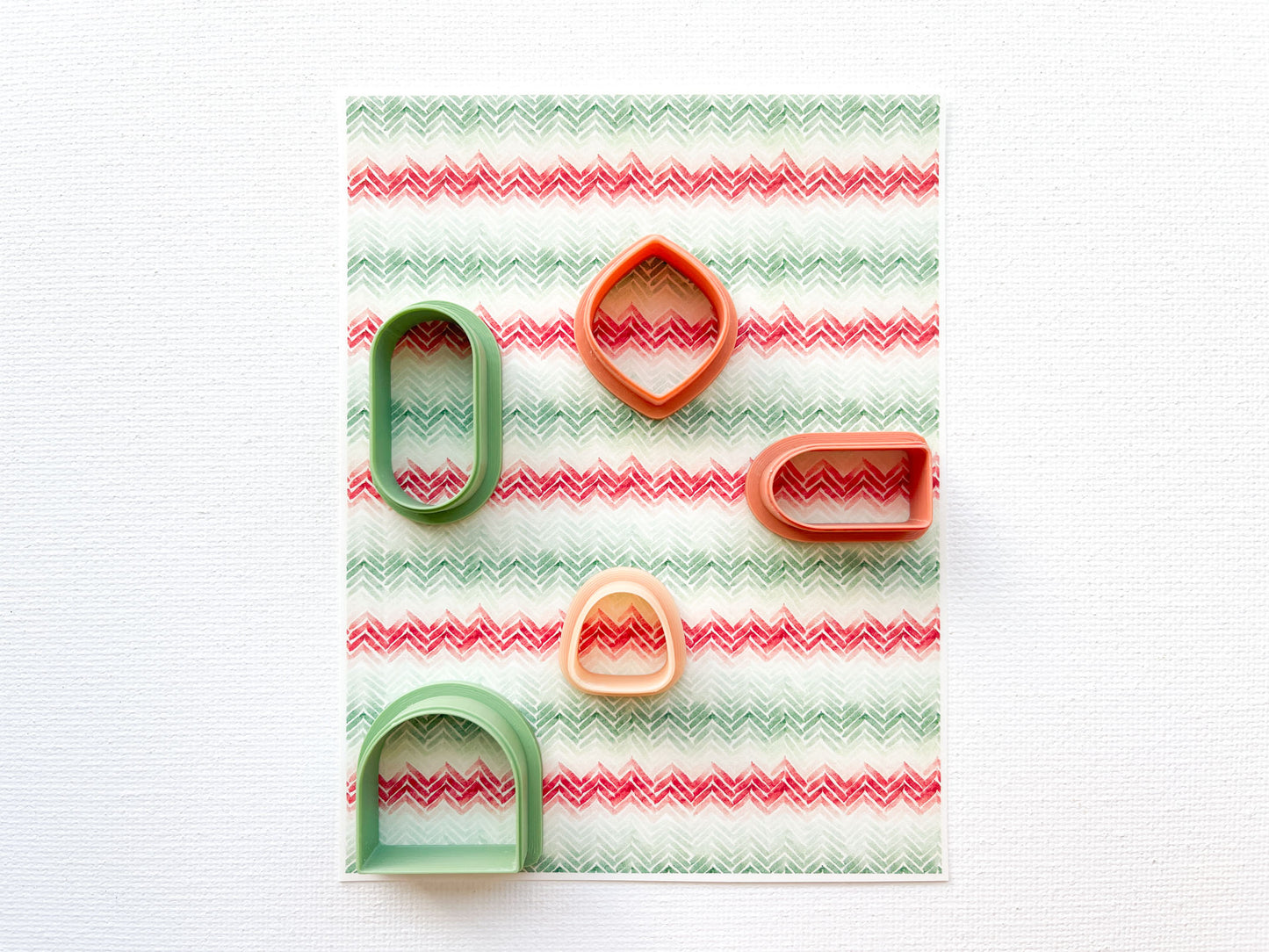 Transfer Sheet for Polymer Clay, Green Red Chevron Pattern