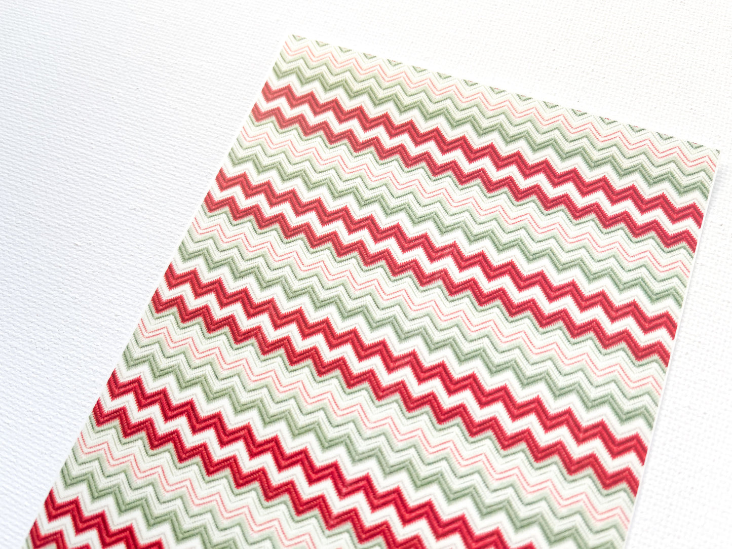 Transfer Sheet for Polymer Clay, Green Red Knit Pattern