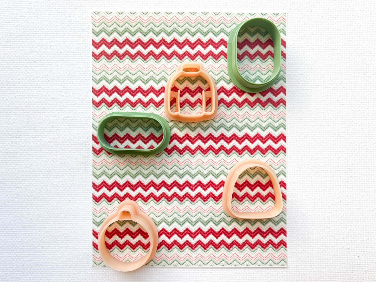 Transfer Sheet for Polymer Clay, Green Red Knit Pattern