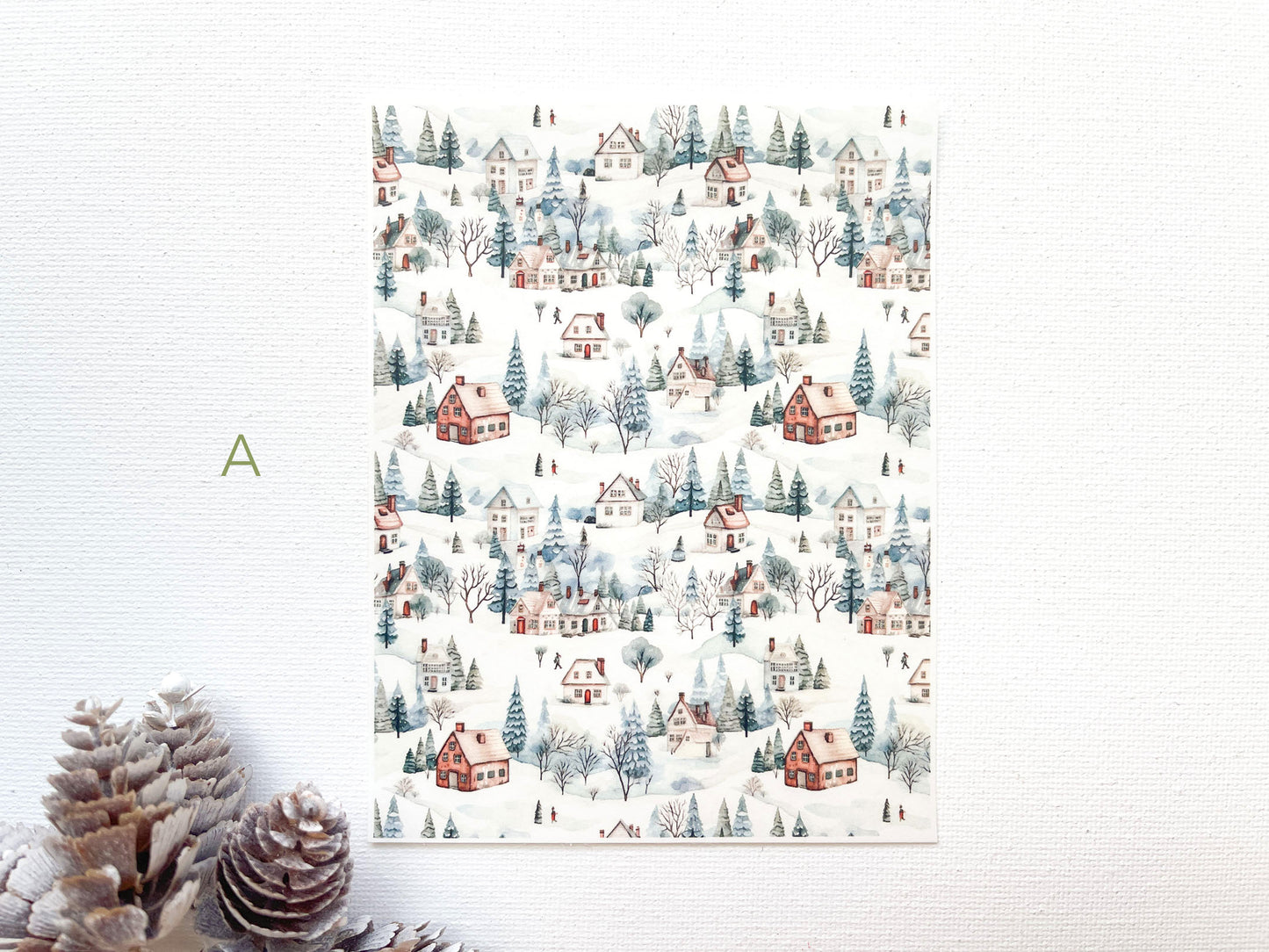 Transfer Sheet for Polymer Clay, Winter Village