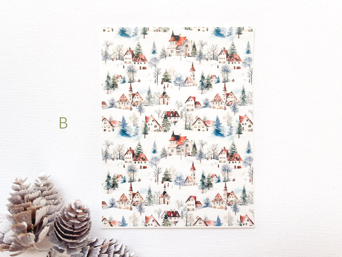 Transfer Sheet for Polymer Clay, Winter Village