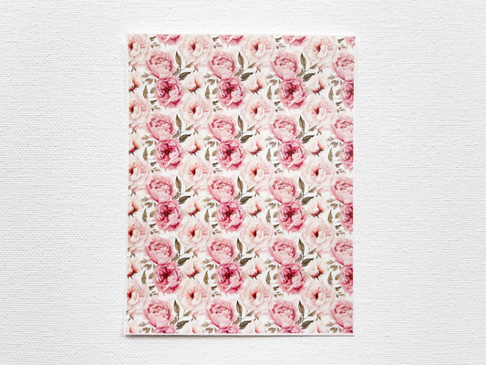 Transfer Sheet for Polymer Clay, Blush Pink Peonies