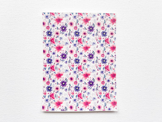 Transfer Sheet for Polymer Clay, Purple Pink Flowers #2