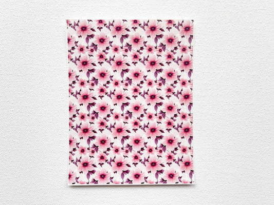 Transfer Sheet for Polymer Clay, Pink Florals