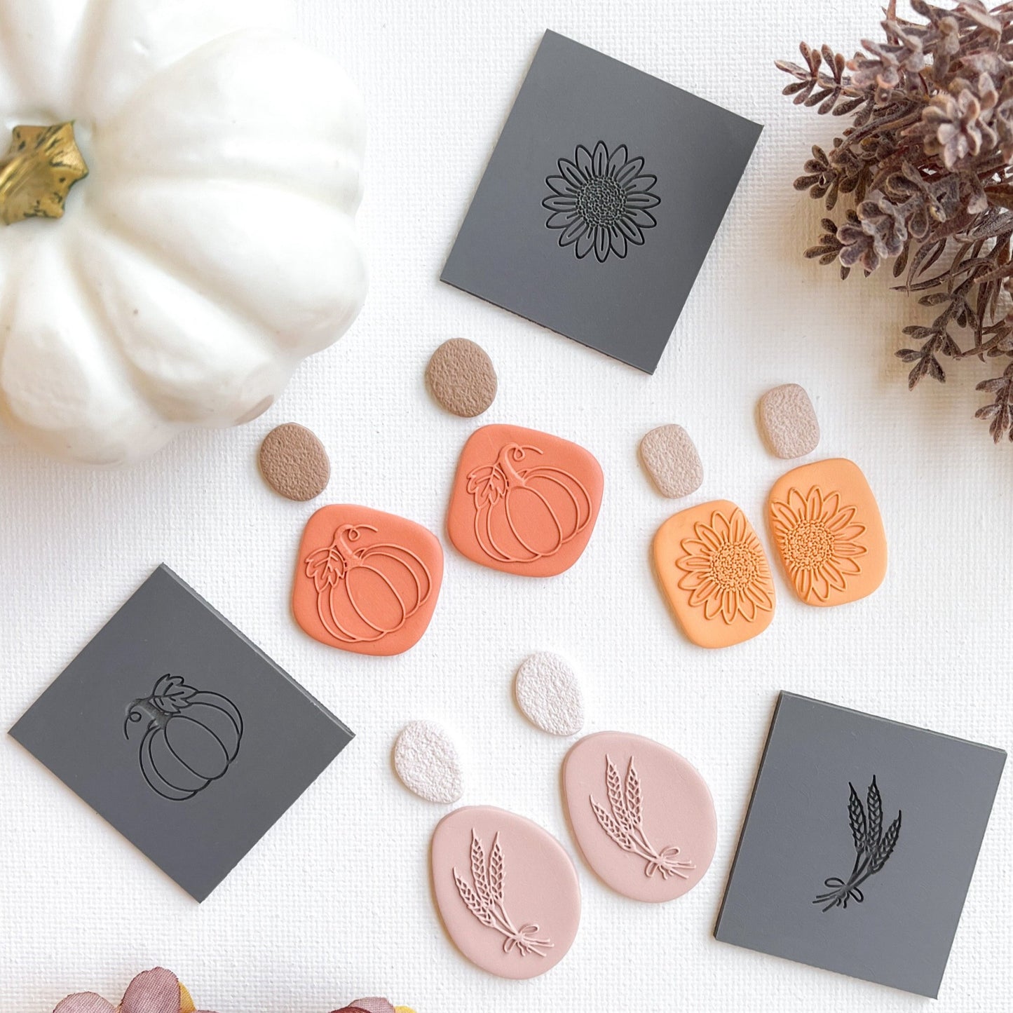 Embossing Texture Mat for Polymer Clay / Pumpkin, Sunflower, Wheat