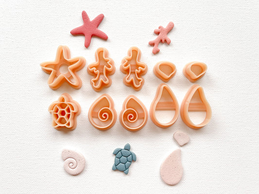 Beach Ocean Inspired Polymer Clay Cutter Pack, 10-piece Set