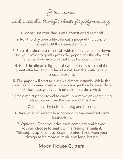 Transfer Sheet for Polymer Clay, Peach Pink Checkerboard Pattern
