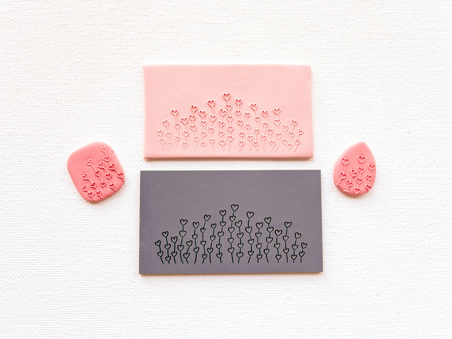 Embossing Texture Mat for Polymer Clay, Field of Hearts