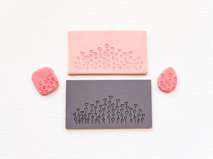 Embossing Texture Mat for Polymer Clay, Field of Hearts
