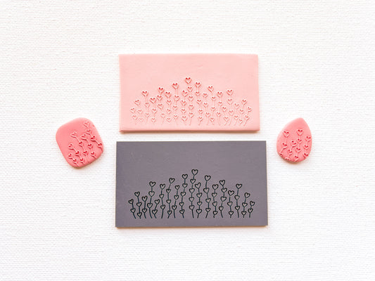Embossing Texture Mat for Polymer Clay, Field of Hearts