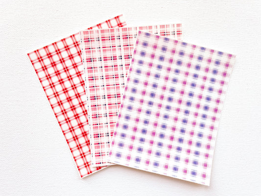 Transfer Sheet for Polymer Clay, Pink Purple Red Plaid Pattern