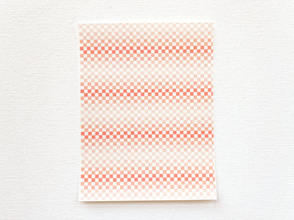 Transfer Sheet for Polymer Clay, Peach Pink Checkerboard Pattern