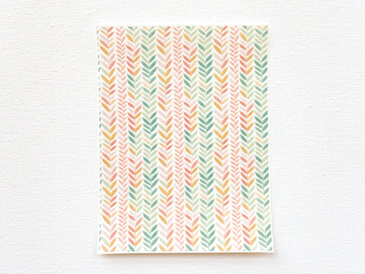 Transfer Sheet for Polymer Clay, Pink Green Aqua Leaf Pattern