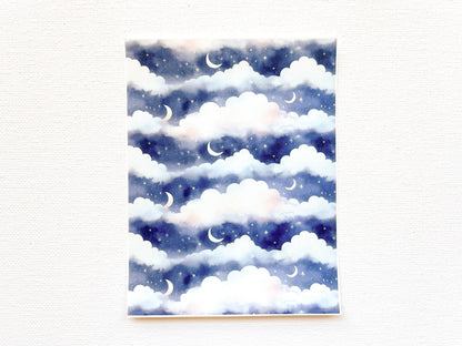 Transfer Sheet for Polymer Clay, Moon and Stars Night Sky