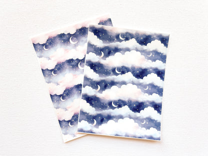 Transfer Sheet for Polymer Clay, Moon and Stars Night Sky