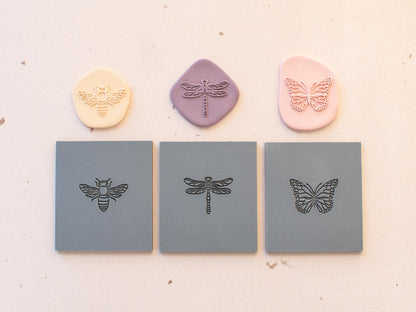 Embossing Texture Mat for Polymer Clay / Bee, Dragonfly and Butterfly
