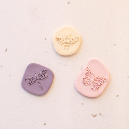 Embossing Texture Mat for Polymer Clay / Bee, Dragonfly and Butterfly