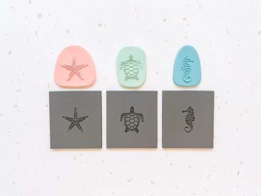 Embossing Texture Mat for Polymer Clay / Seahorse, Starfish, Sea Turtle