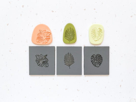 Embossing Texture Mat for Polymer Clay / Palm Leaf, Hibiscus, Monstera