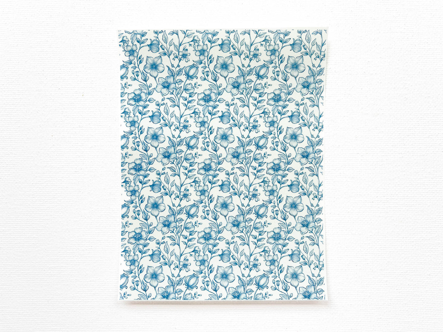 Transfer Sheet for Polymer Clay, Blue Decorative Flowers
