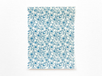 Transfer Sheet for Polymer Clay, Blue Decorative Flowers