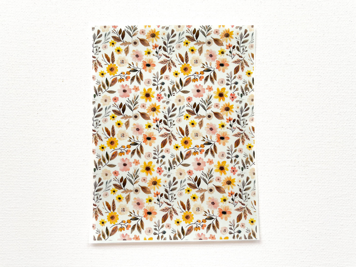 Transfer Sheet for Polymer Clay, Brown Orange Flowers