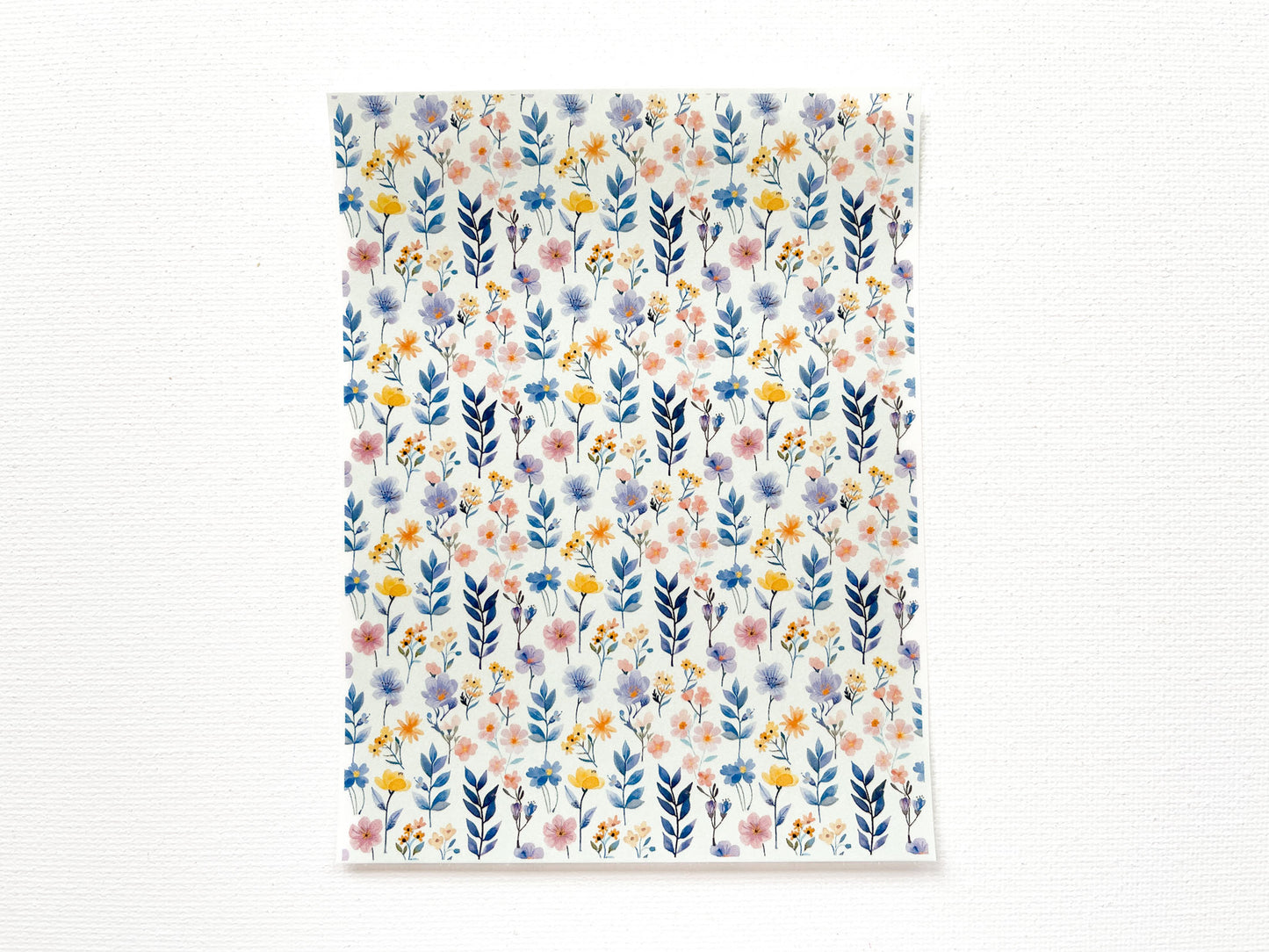 Transfer Sheet for Polymer Clay, Blue Pink Yellow Flowers