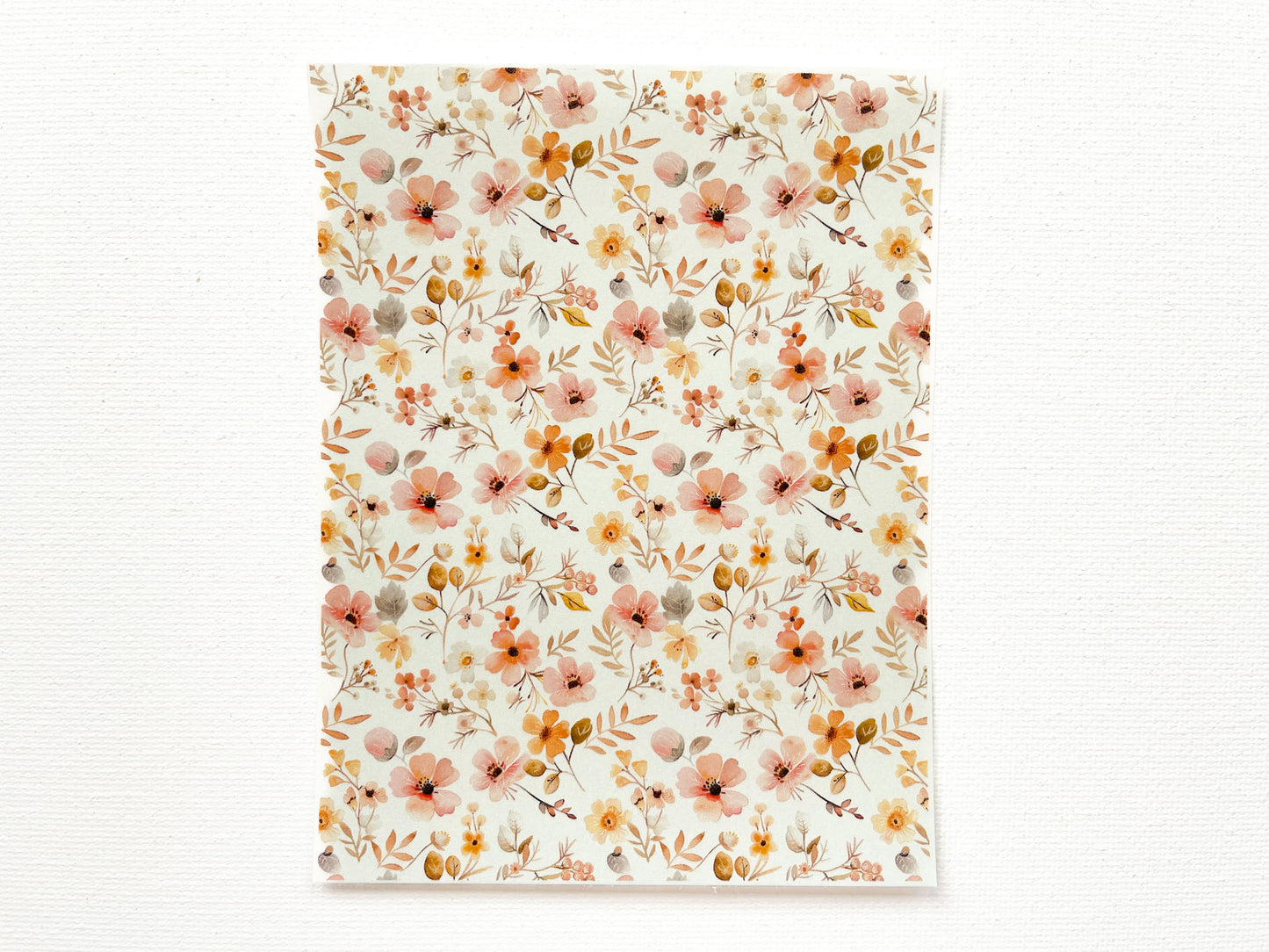 Transfer Sheet for Polymer Clay, Soft Peachy Pink Orange Flowers