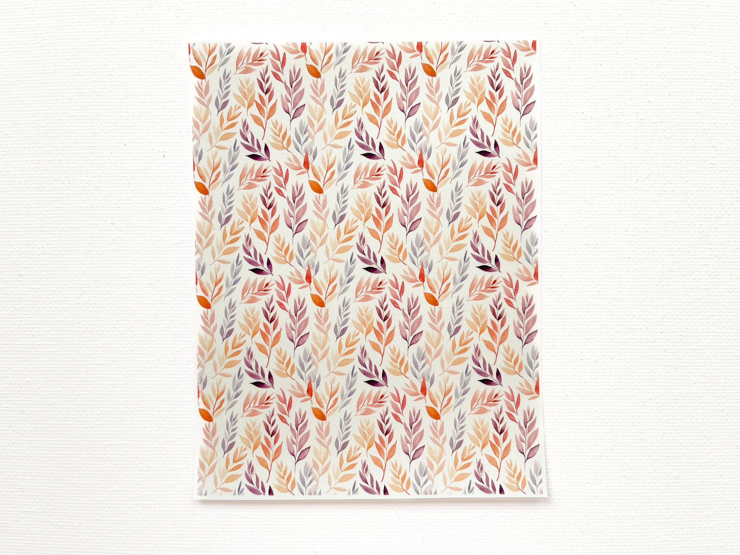 Transfer Sheet for Polymer Clay, Soft Orange Purple Fall Foliage