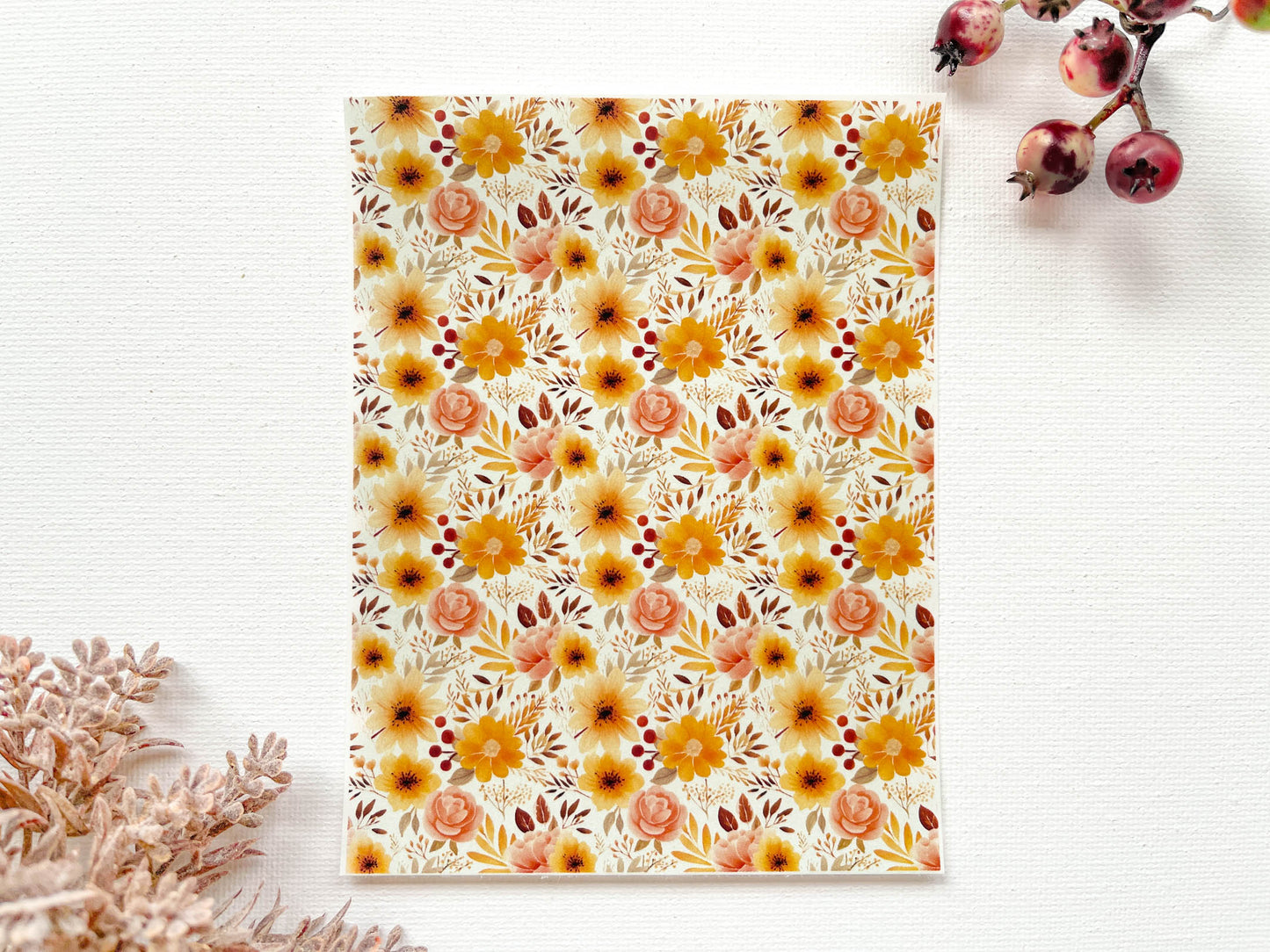 Transfer Sheet for Polymer Clay, Orange Flowers