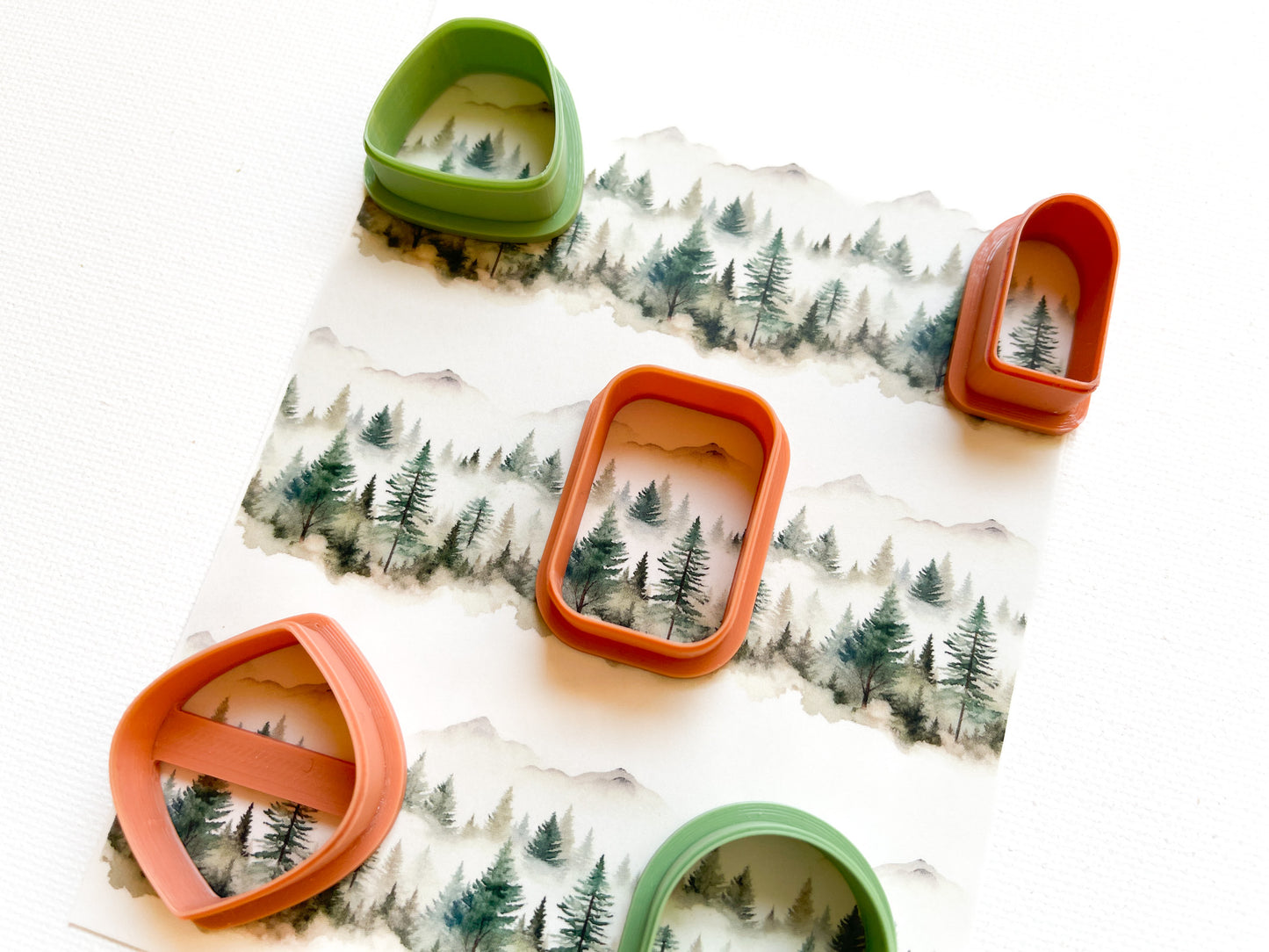 Transfer Sheet for Polymer Clay, Pine Trees and Mountains