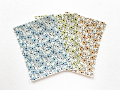Transfer Sheet for Polymer Clay, Blue, Green, Orange Graphic Flowers
